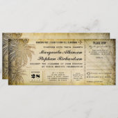 RSVPを使用した目的地の結婚式チケット 招待状 (正面/裏面)