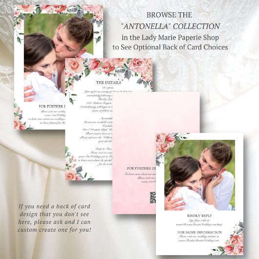 RSVPを使用したPink All in One結婚式招待状 招待状