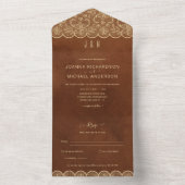 RSVPを使用し素朴て全て一つの金ゴールド結婚レース オールインワン招待状 (内側)