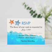 RSVPを結婚しているヒトデが付いているビーチ 出欠カード (スタンド正面)