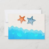 RSVPを結婚しているヒトデが付いているビーチ 出欠カード (裏面)