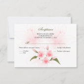RSVPを結婚しているピンク及び白いユリ 出欠カード (裏面)