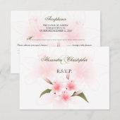 RSVPを結婚しているピンク及び白いユリ 出欠カード (正面/裏面)