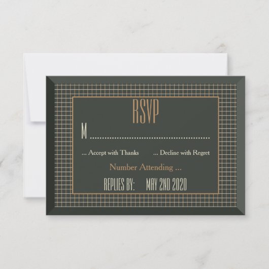 RSVPを結婚している上品な組み立てられた陽気なくま 出欠カード (正面)