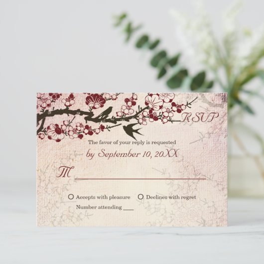 RSVPを結婚している桜および愛鳥 出欠カード (スタンド正面)