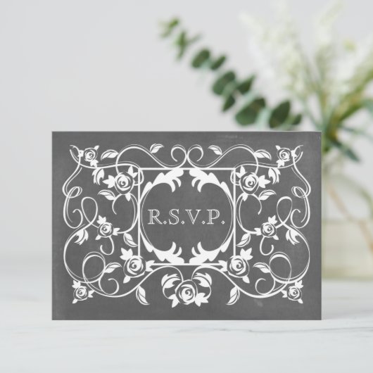 RSVPを結婚している黒板の刺激を受けたなバラ 出欠カード (スタンド正面)