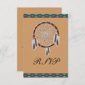 RSVPを結婚しているKRW Dreamcatcherのネイティブアメリカン 出欠カード (正面/裏面)