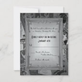 RSVPを結婚するアールデコのヴィンテージポスター 出欠カード (正面)