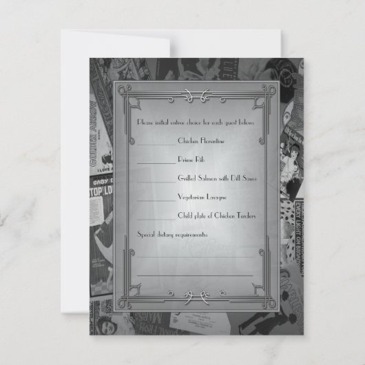 RSVPを結婚するアールデコのヴィンテージポスター 出欠カード (裏面)