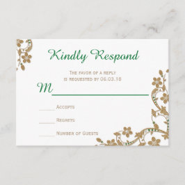 RSVPを結婚するエメラルドおよび金ゴールド 出欠カード