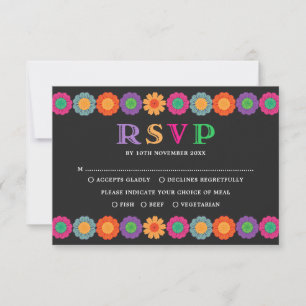 RSVPを結婚するカラフルなフェスタのメキシコ花 カード