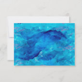RSVPを結婚するサファイアの抽象的な水彩画 出欠カード (裏面)