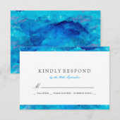 RSVPを結婚するサファイアの抽象的な水彩画 出欠カード (正面/裏面)