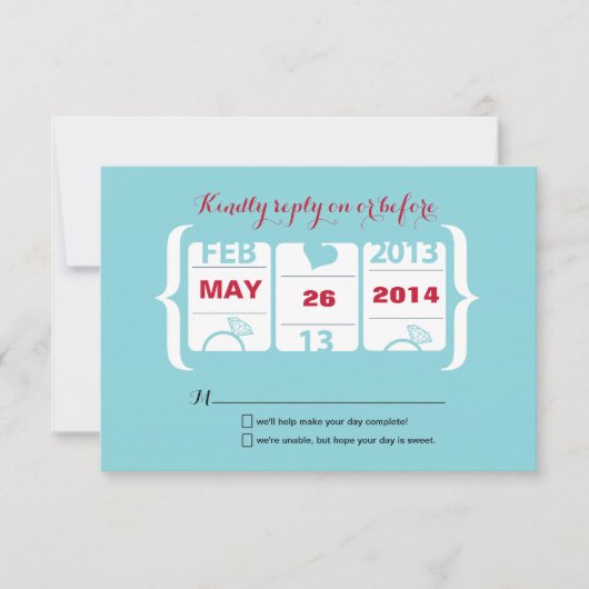 RSVPを結婚するスロットマシン 出欠カード (正面)