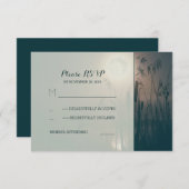 RSVPを結婚するトンボの沼地および満月 出欠カード (正面/裏面)