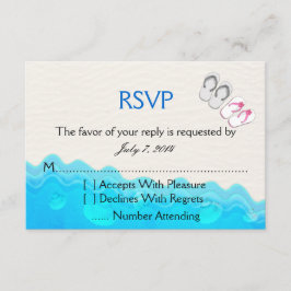 RSVPを結婚するビーチのサンダル 出欠カード
