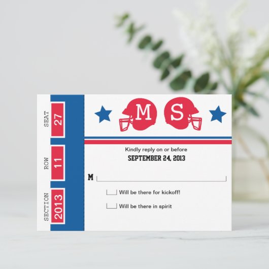 RSVPを結婚するフットボールのチケット 出欠カード (スタンド正面)