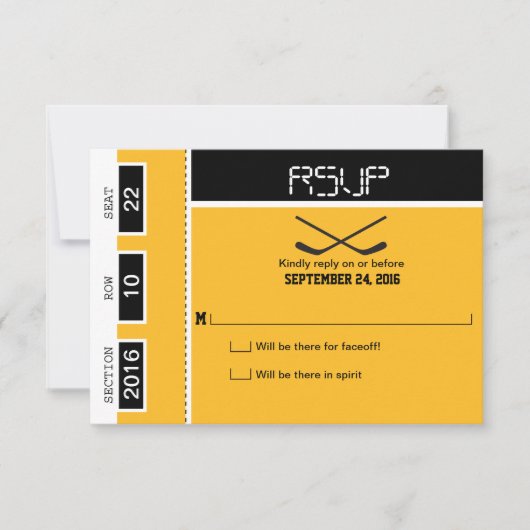RSVPを結婚するホッケーのチケット 出欠カード (正面)