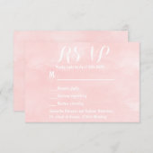 RSVPを結婚するモダンな赤面のピンクの水彩画 出欠カード (正面/裏面)