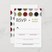 RSVPを結婚するレトロの曖昧な点のカラフルでモダンな芸術 出欠カード (正面/裏面)