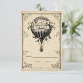 RSVPを結婚するヴィンテージの熱気の気球 出欠カード (スタンド正面)