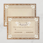 RSVPを結婚するヴィンテージの白いレース 出欠カード (正面/裏面)