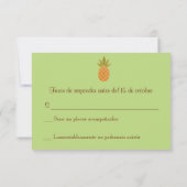 RSVPを結婚する二か国語のパイナップルは2味方しました 出欠カード (裏面)