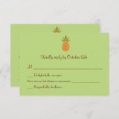 RSVPを結婚する二か国語のパイナップルは2味方しました 出欠カード (正面/裏面)