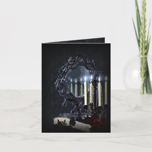 RSVPを結婚する反射のゴシック様式ファンタジー 招待状 (正面)