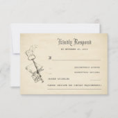 RSVPを結婚する古いヴィンテージの物語の本 出欠カード (正面)