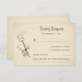 RSVPを結婚する古いヴィンテージの物語の本 出欠カード (正面/裏面)