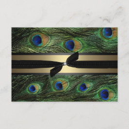 RSVPを結婚する孔雀の緑及び金ゴールド 出欠カード