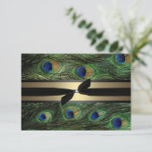 RSVPを結婚する孔雀の緑及び金ゴールド 出欠カード (スタンド正面)