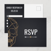RSVPを結婚する幾何学的なスカル インビテーションポストカード (正面/裏面)