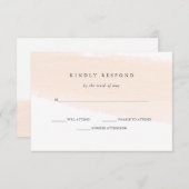 RSVPを結婚する最小主義のブラシ|の赤面のピンクのストライプ 出欠カード (正面/裏面)