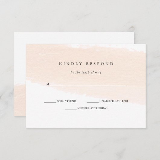 RSVPを結婚する最小主義のブラシ|の赤面のピンクのストライプ 出欠カード (正面/裏面)