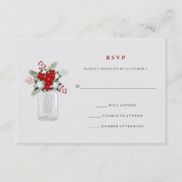 RSVPを結婚する柔らかい灰色の冬休みのメーソンジャー 出欠カード