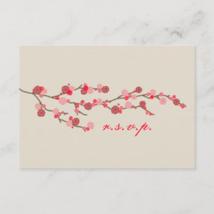 RSVPを結婚する水彩画の桜 出欠カード