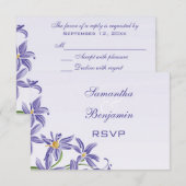 RSVPを結婚する水彩画の紫色の春の花 出欠カード (正面/裏面)