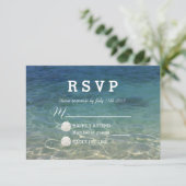 RSVPを結婚する熱帯ビーチの行先の夏 出欠カード (スタンド正面)
