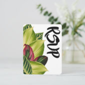 RSVPを結婚する熱帯葉 出欠カード (スタンド正面)