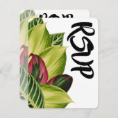 RSVPを結婚する熱帯葉 出欠カード (正面/裏面)