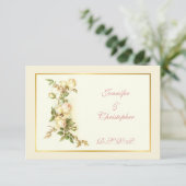 RSVPを結婚する白いバラのスプレー 出欠カード (スタンド正面)