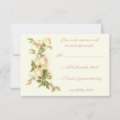 RSVPを結婚する白いバラのスプレー 出欠カード (裏面)