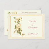 RSVPを結婚する白いバラのスプレー 出欠カード (正面/裏面)