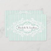 RSVPを結婚する真新しいスクロールおよびリボン 出欠カード (正面/裏面)