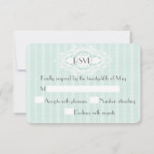 RSVPを結婚する真新しいスクロールおよびリボン 出欠カード (裏面)