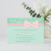 RSVPを結婚する真新しく、ピンクのレース 出欠カード (スタンド正面)