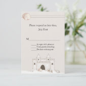 RSVPを結婚する砂の城のビーチのテーマ 出欠カード (スタンド正面)