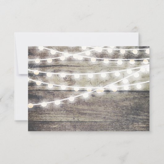 RSVPを結婚する素朴な木およびひもライト 出欠カード (裏面)